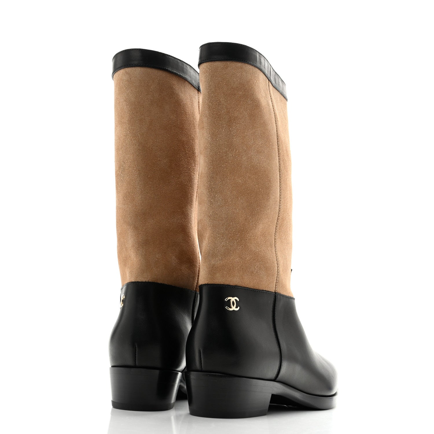 Chanel Suede Calfskin CC Short Boots 36.5 Black 5 of 10