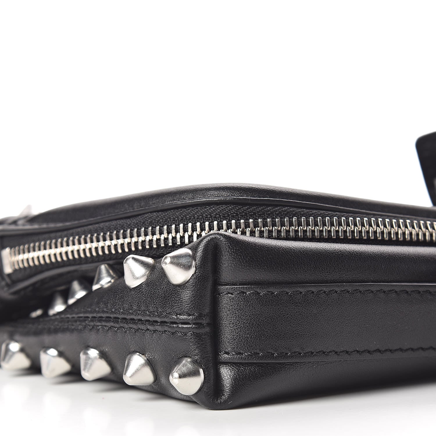 Alexander McQueen Calfskin Studded Padlock Skull Clutch Black 5 of 9