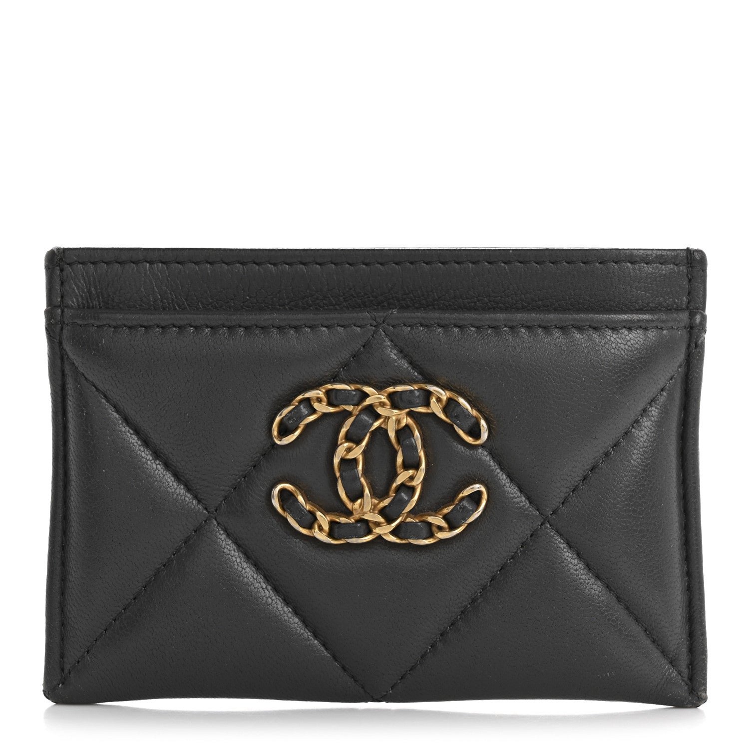 Chanel Lambskin Quilted Chanel 19 Card Holder Grey 1 of 16