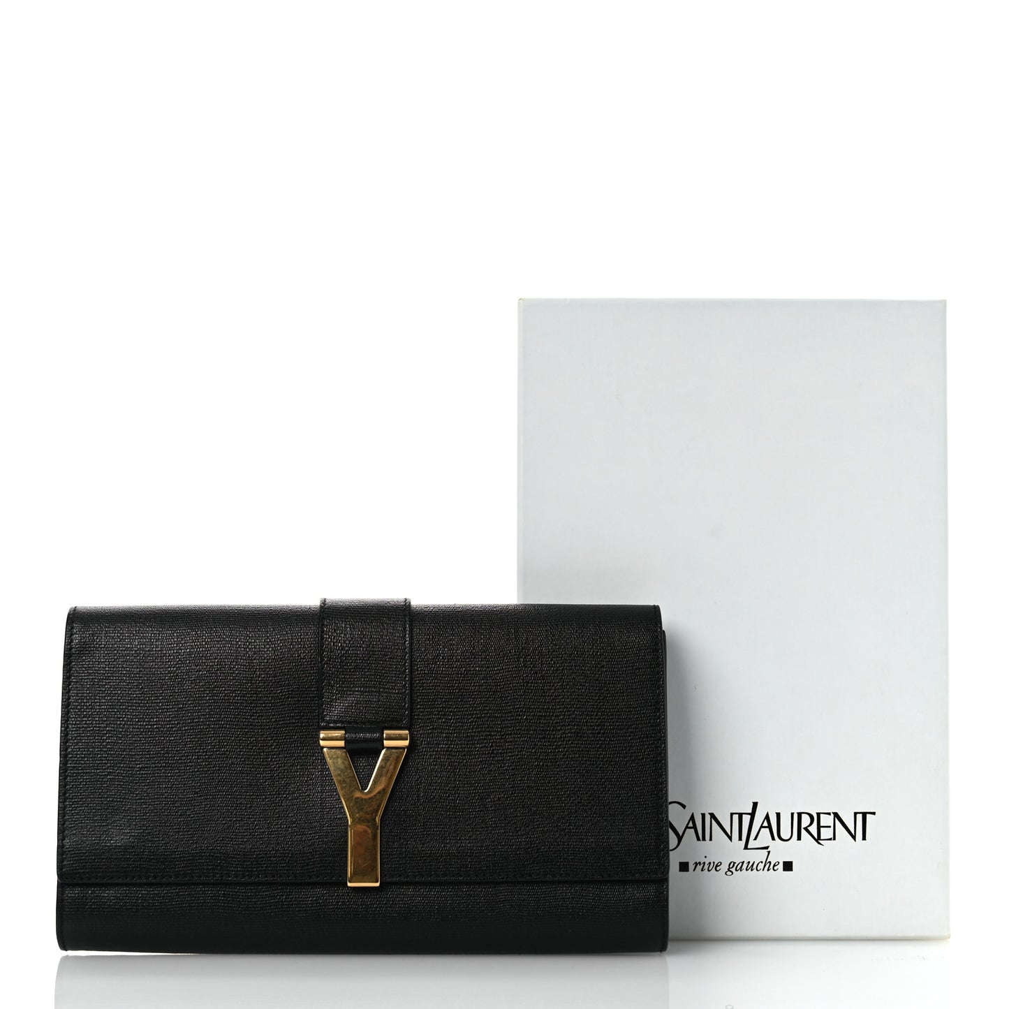 Textured Calfskin Classic Y Ligne Clutch Black