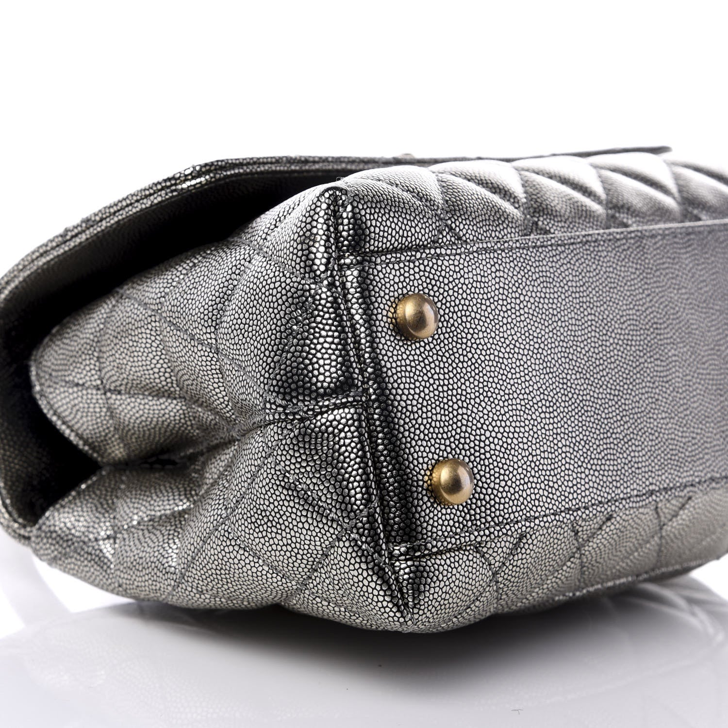 Chanel Metallic Caviar Quilted Mini Coco Handle Flap Silver 6 of 8