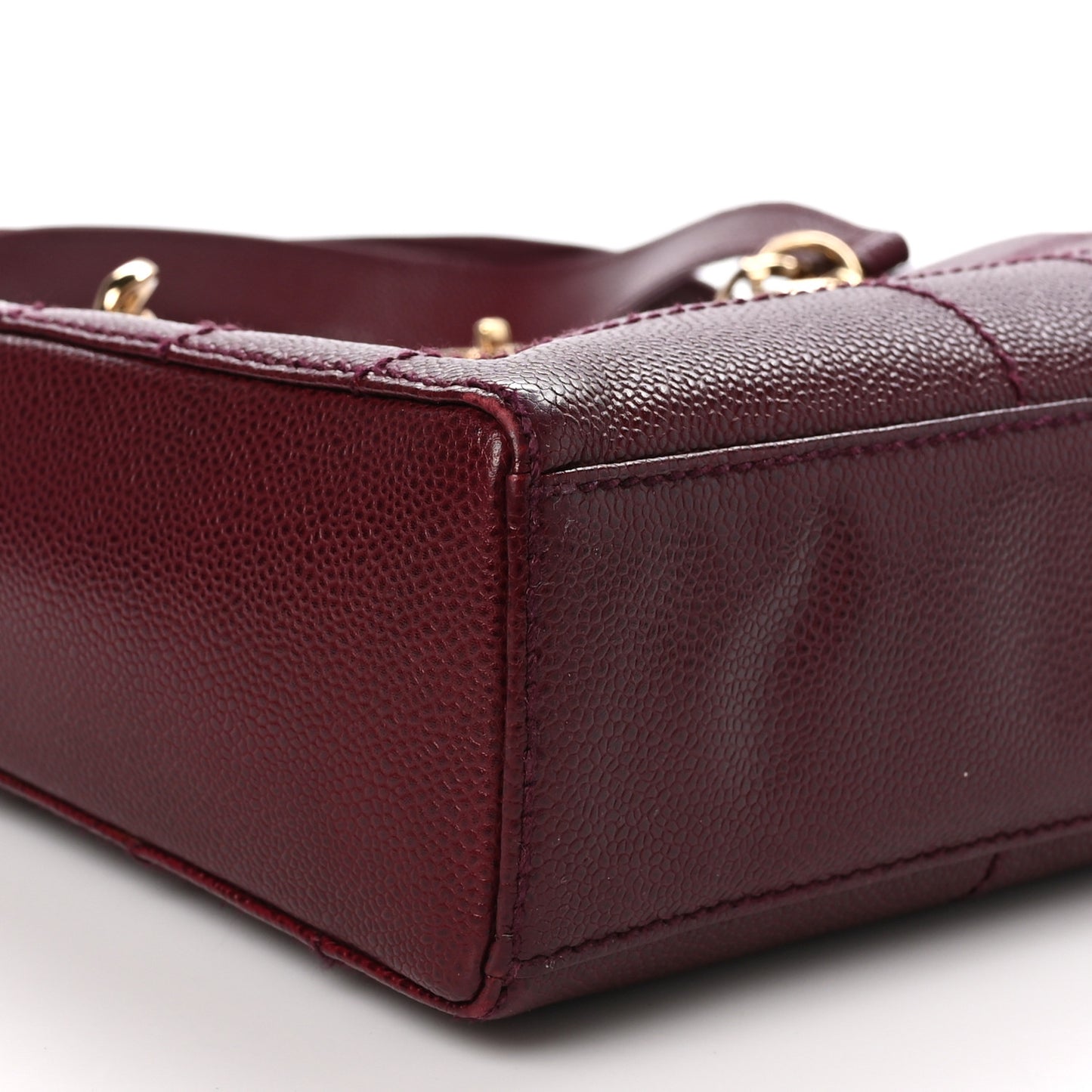 Caviar Stitched Chocolate Bar Shopping Tote Red