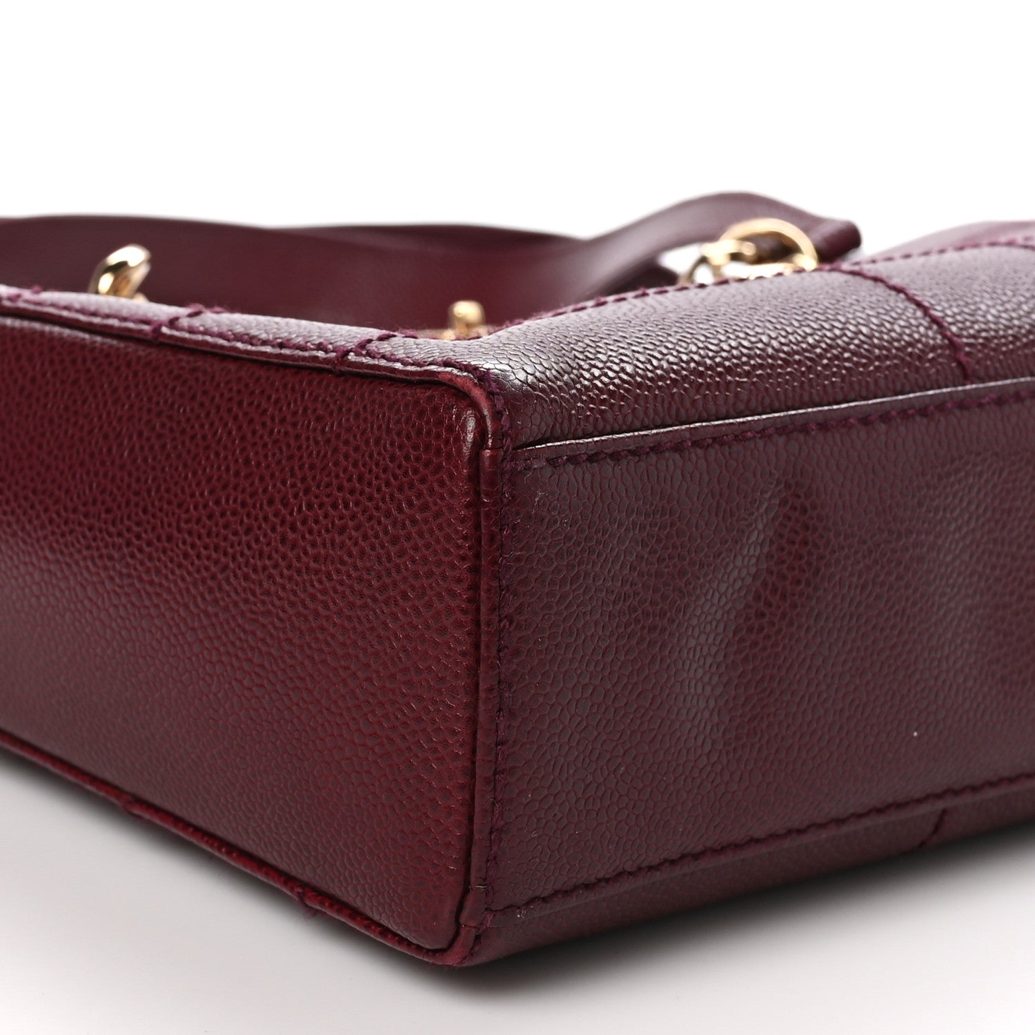 Chanel Caviar Stitched Chocolate Bar Shopping Tote Red 9 of 10