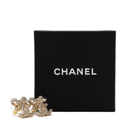 Chanel Crystal CC Bow Dangle Earrings Gold 5 of 5