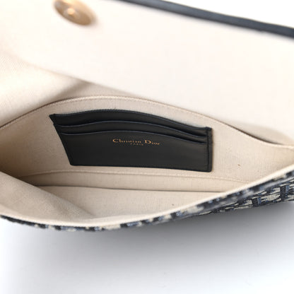 Christian Dior Oblique Flap Pouch Clutch Blue 5 of 9