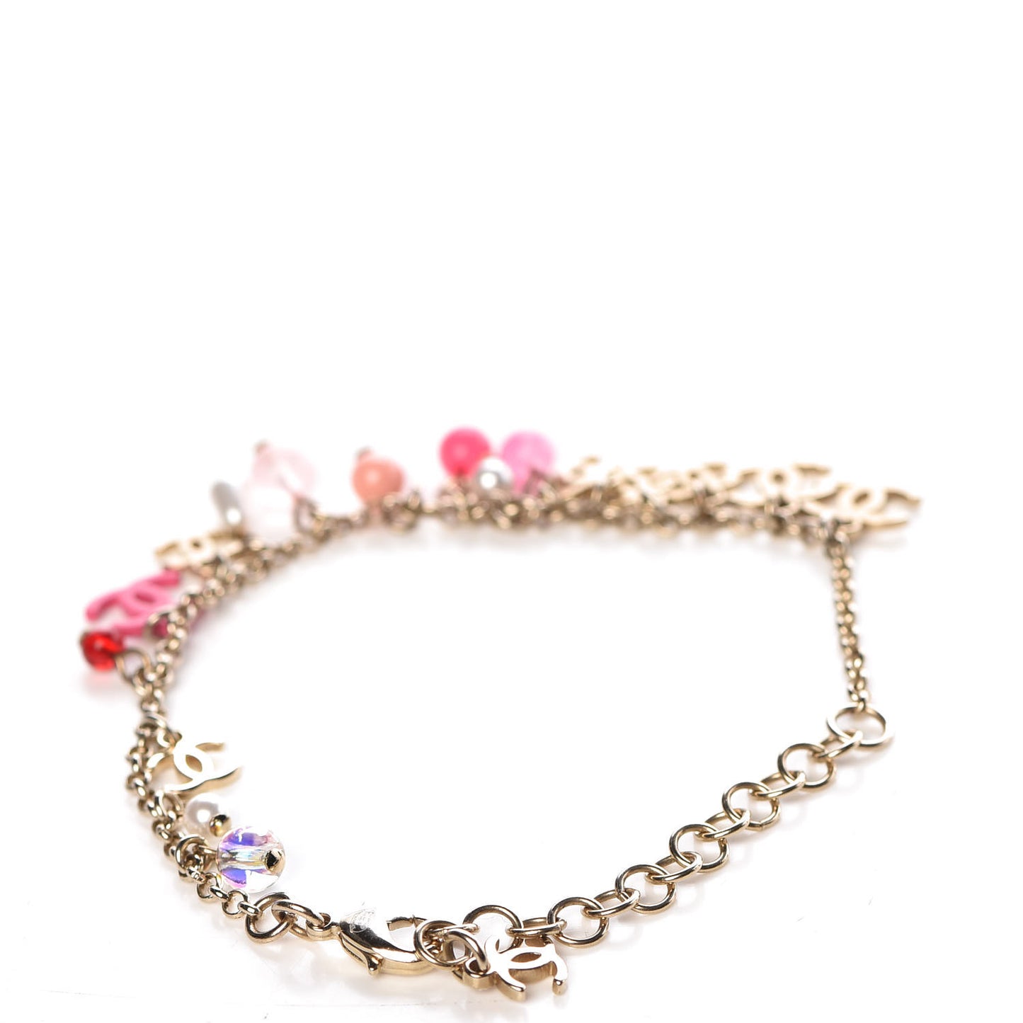 Pearl Beaded CC Bracelet Pink Gold