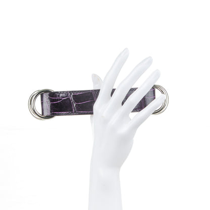 Hermes Shiny Porosus Crocodile Romance Scarf Ring Amethyst 2 of 9