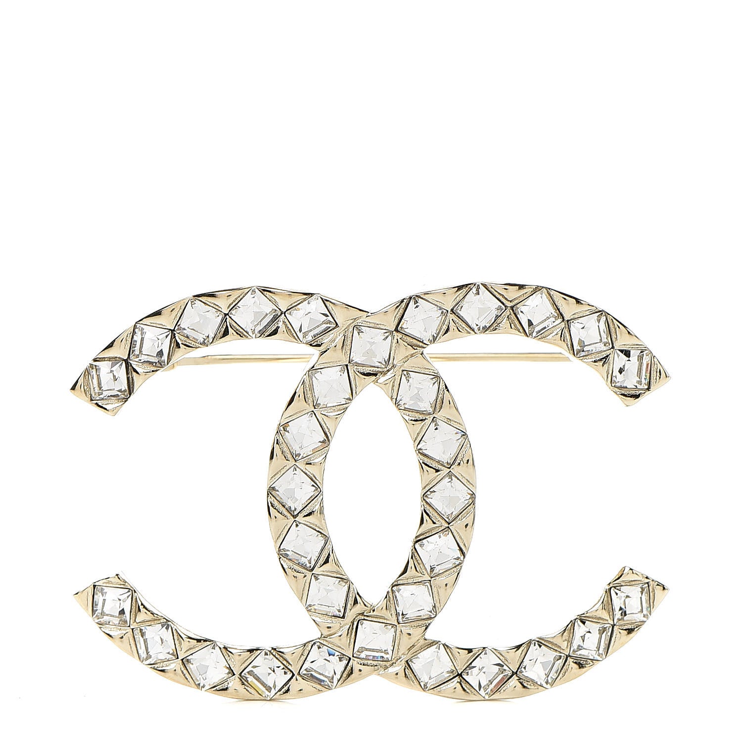 Chanel Baguette Crystal CC Brooch Gold 1 of 5