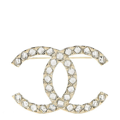 Chanel Baguette Crystal CC Brooch Gold 1 of 5