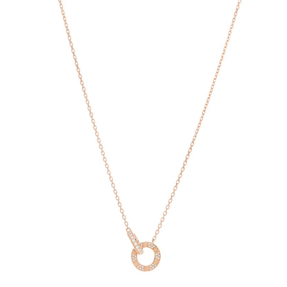 Cartier 18K Pink Gold Diamond Interlocking LOVE Paved Necklace 1 of 6