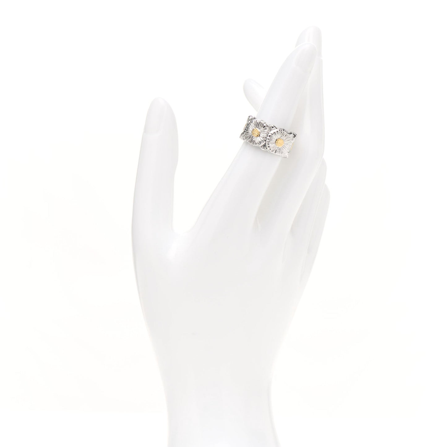 BUCCELLATI Sterling Silver Gold Vermeil Blossoms Daisy Ring 50 5.5