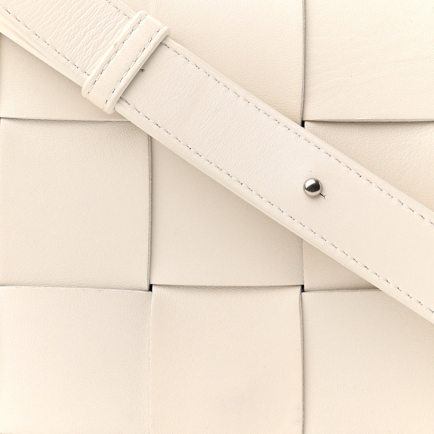 Lambskin Maxi Intrecciato Cassette Crossbody Bag White