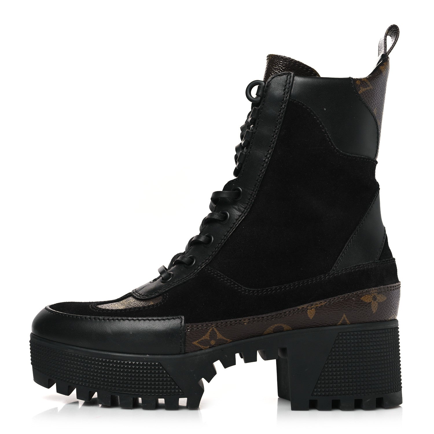 Louis Vuitton Suede Calfskin Monogram Laureate Platform Desert Boots 36 Black 1 of 9