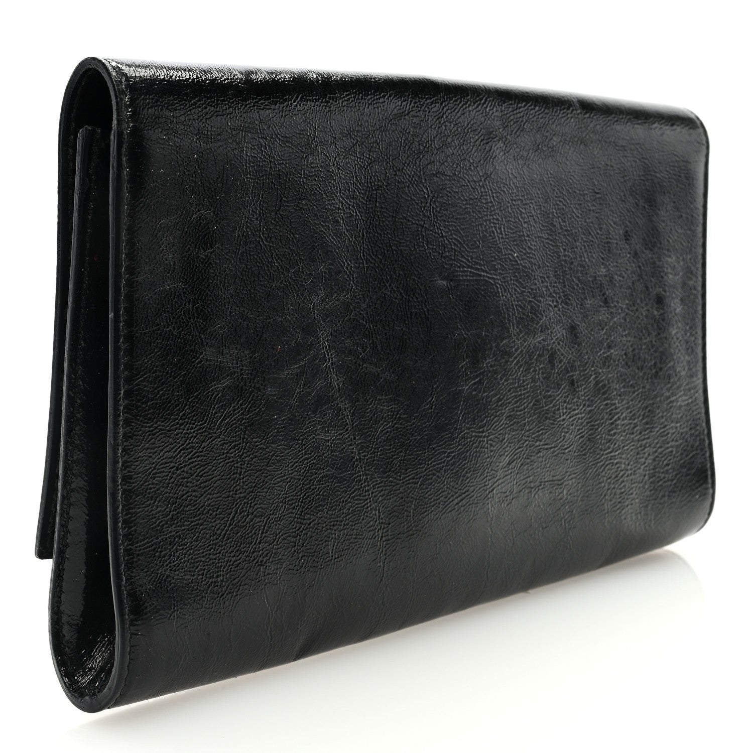 Saint Laurent Textured Patent Monogram Large Belle De Jour Clutch Black 3 of 6