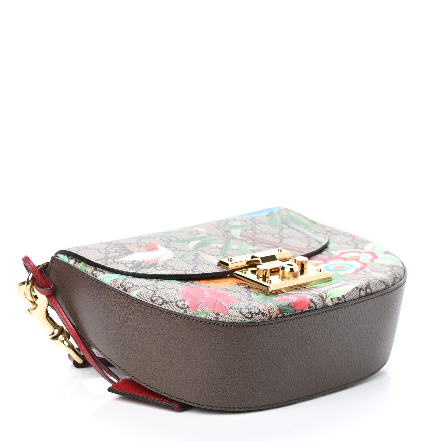 Gucci GG Supreme Monogram Tian Web Medium Padlock Messenger Shoulder Bag Beige Multicolor New Acero 4 of 8