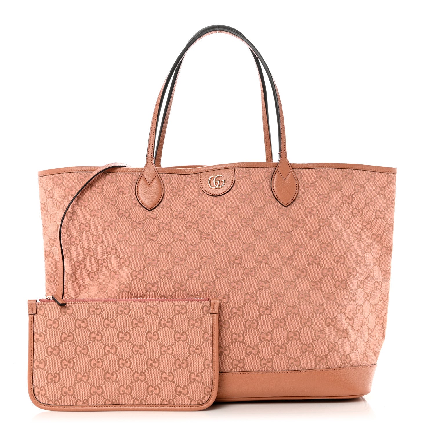 Gucci Monogram Textured Dollar Calfskin Large Ophidia Shopping Tote Cloche Rose Pink 1 of 8