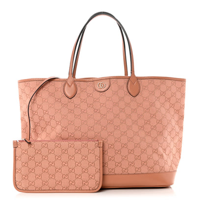 Gucci Monogram Textured Dollar Calfskin Large Ophidia Shopping Tote Cloche Rose Pink 1 of 8