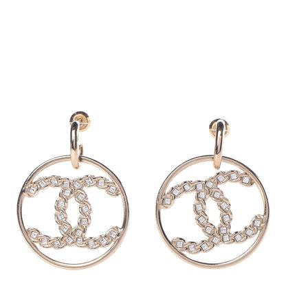 Chanel Crystal Chain Strass CC Drop Earrings Gold 1 of 4
