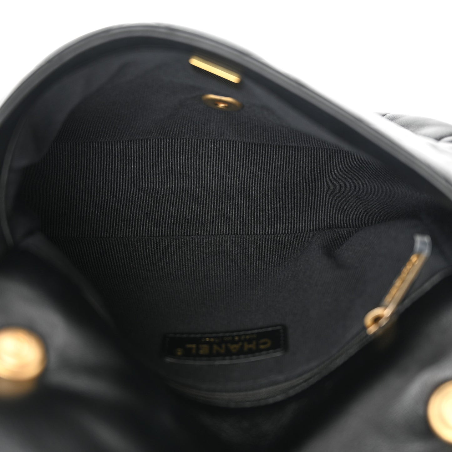 Lambskin Quilted Small Lacquered Chain Flap Black