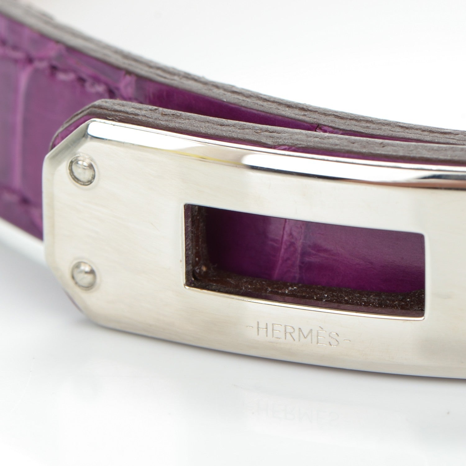 Hermes Shiny Alligator Kelly Double Tour Bracelet S Violet 4 of 6