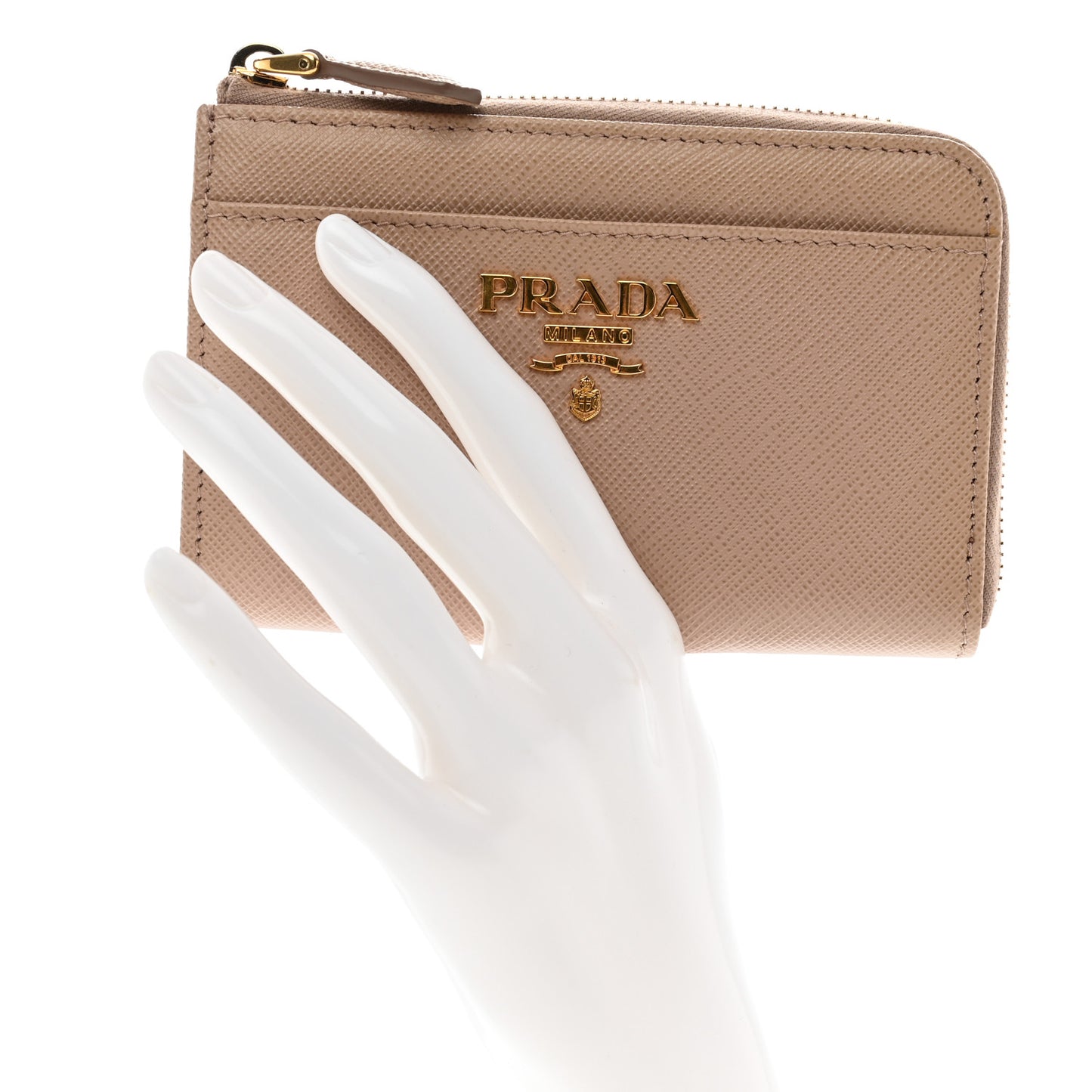 Saffiano Triangle Zip Around Keychain Cammeo