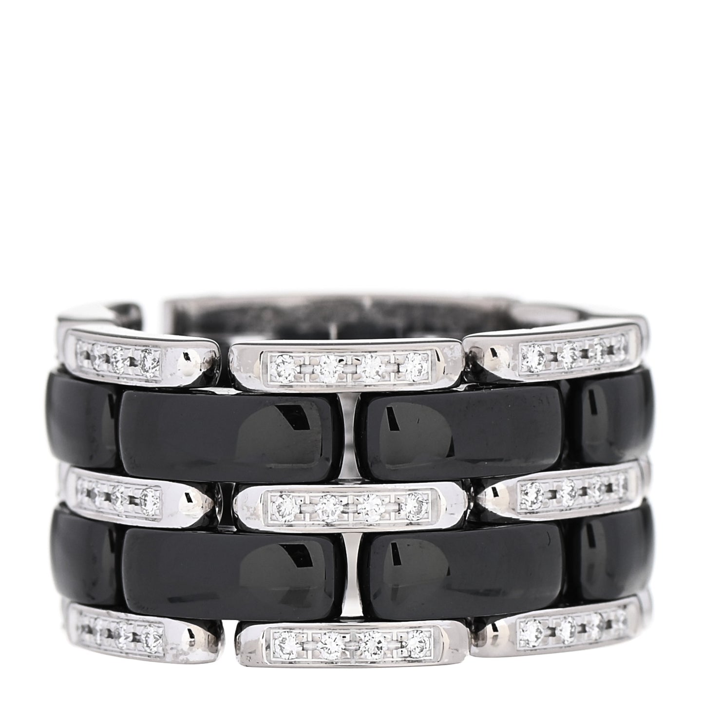 18K White Gold Black Ceramic Diamond Large Ultra Ring 54 7
