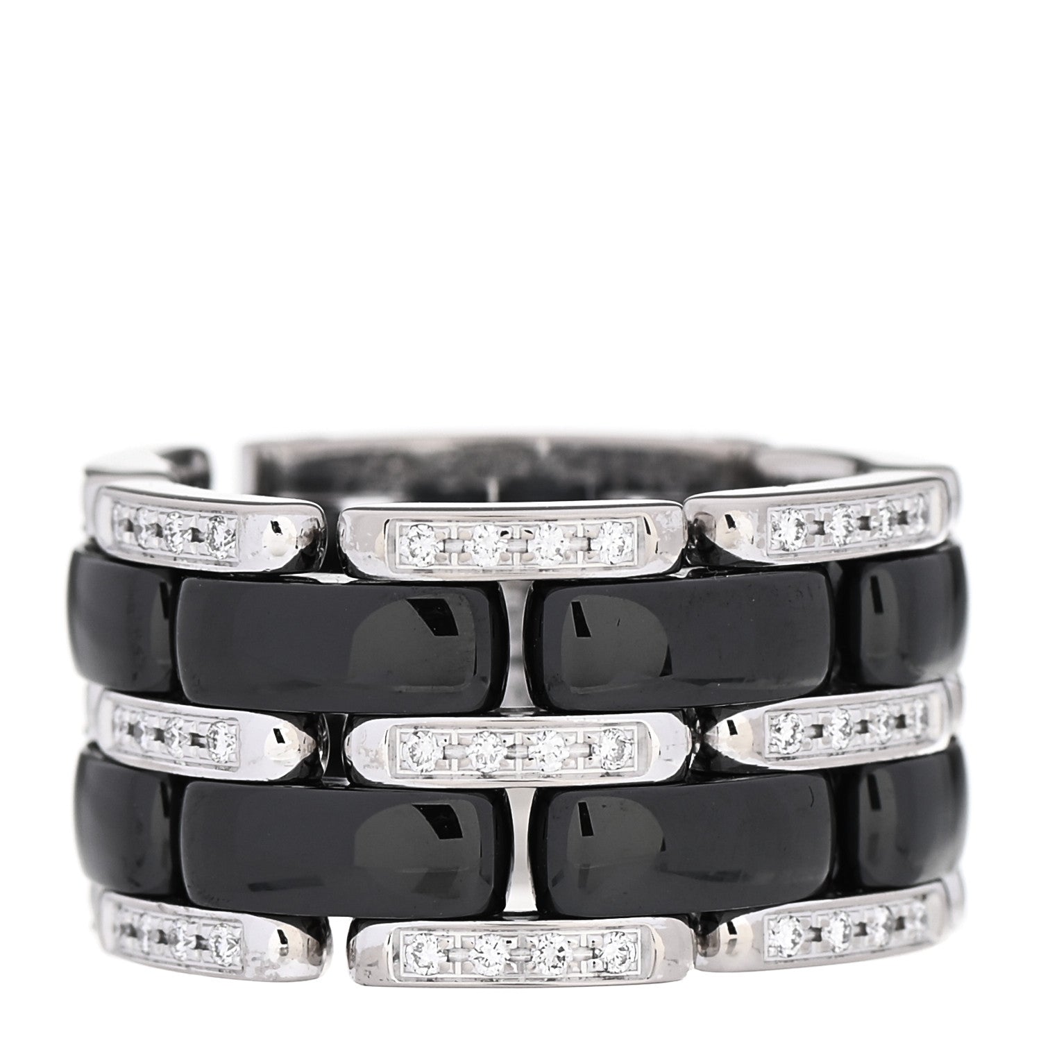 Chanel 18K White Gold Black Ceramic Diamond Large Ultra Ring 54 7 1 of 5
