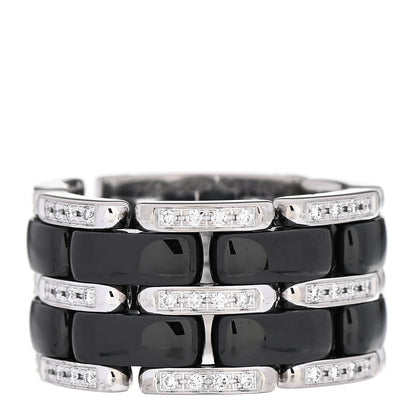 Chanel 18K White Gold Black Ceramic Diamond Large Ultra Ring 54 7 1 of 5