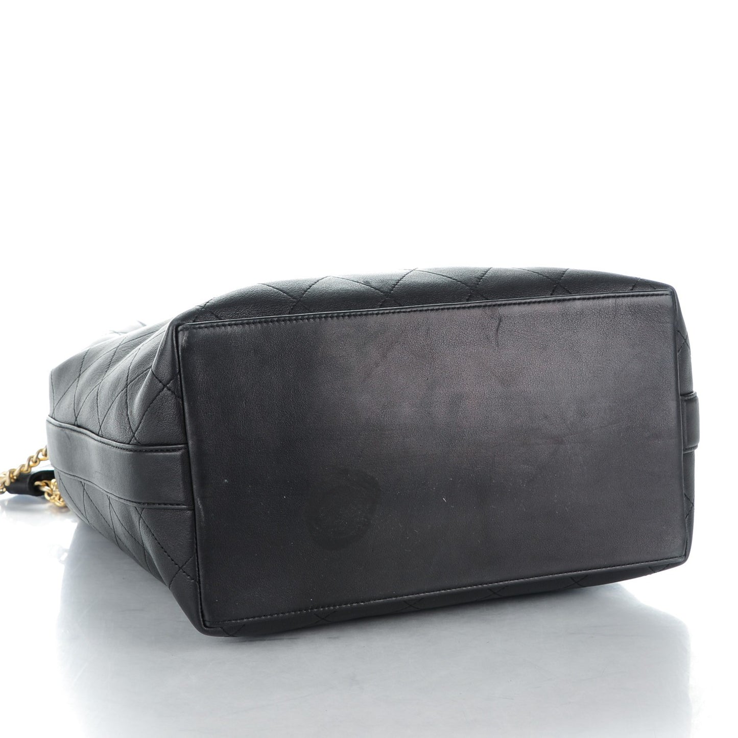 Calfskin Quilted Small On My Shoulder Drawstring Bag Black