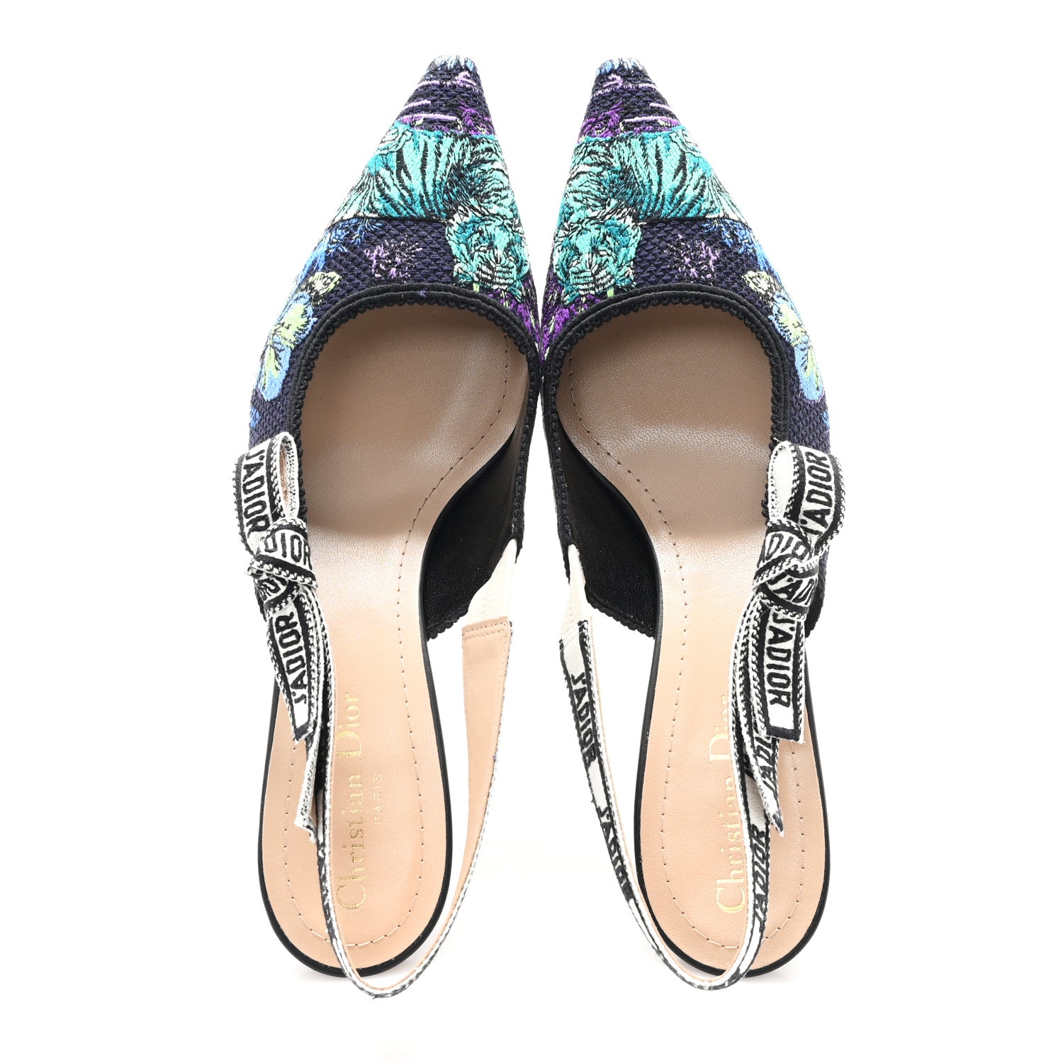 Christian Dior Canvas Embroidered Voyage Cotton Ribbon J'Adior Slingback 65mm Pumps 40.5 Multicolor 2 of 10