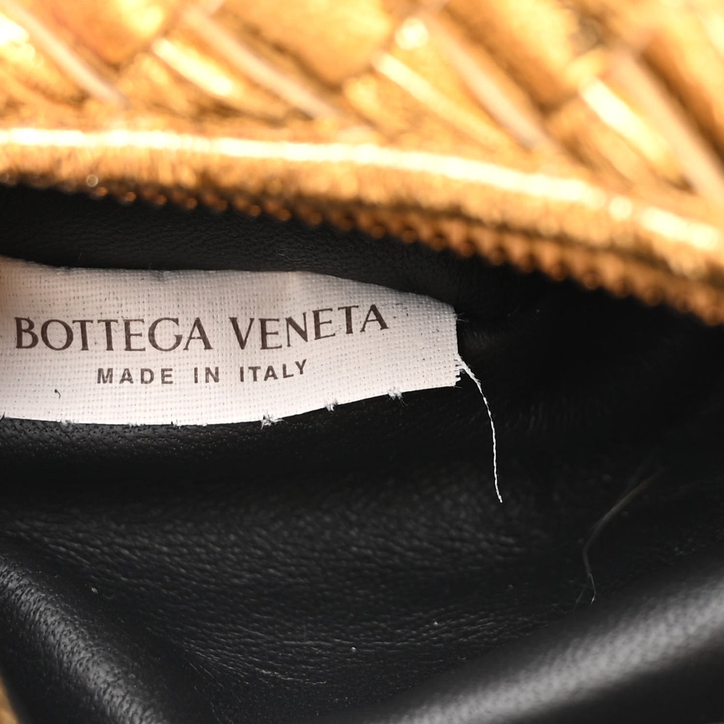 Laminated Calfskin Pressed Intreccio Mini Jodie Gold