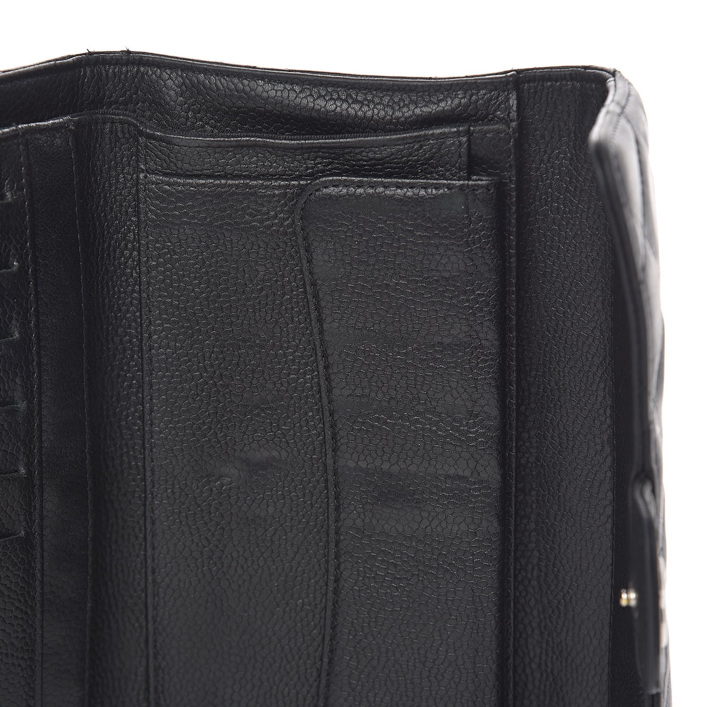 Caviar Quilted Large Gusset Flap Wallet Black