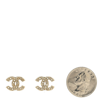 Chanel Pearl Crystal CC Earrings Gold 2 of 6