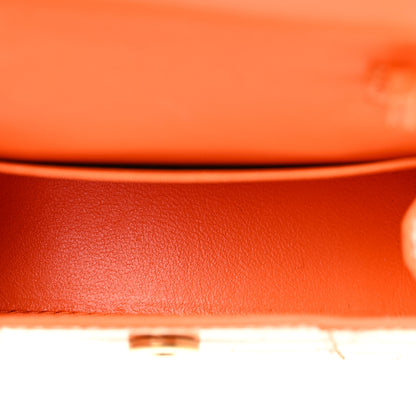 Balenciaga Shiny Calfskin Crocodile Embossed Hourglass Top Handle Bag Mini Orange 9 of 31