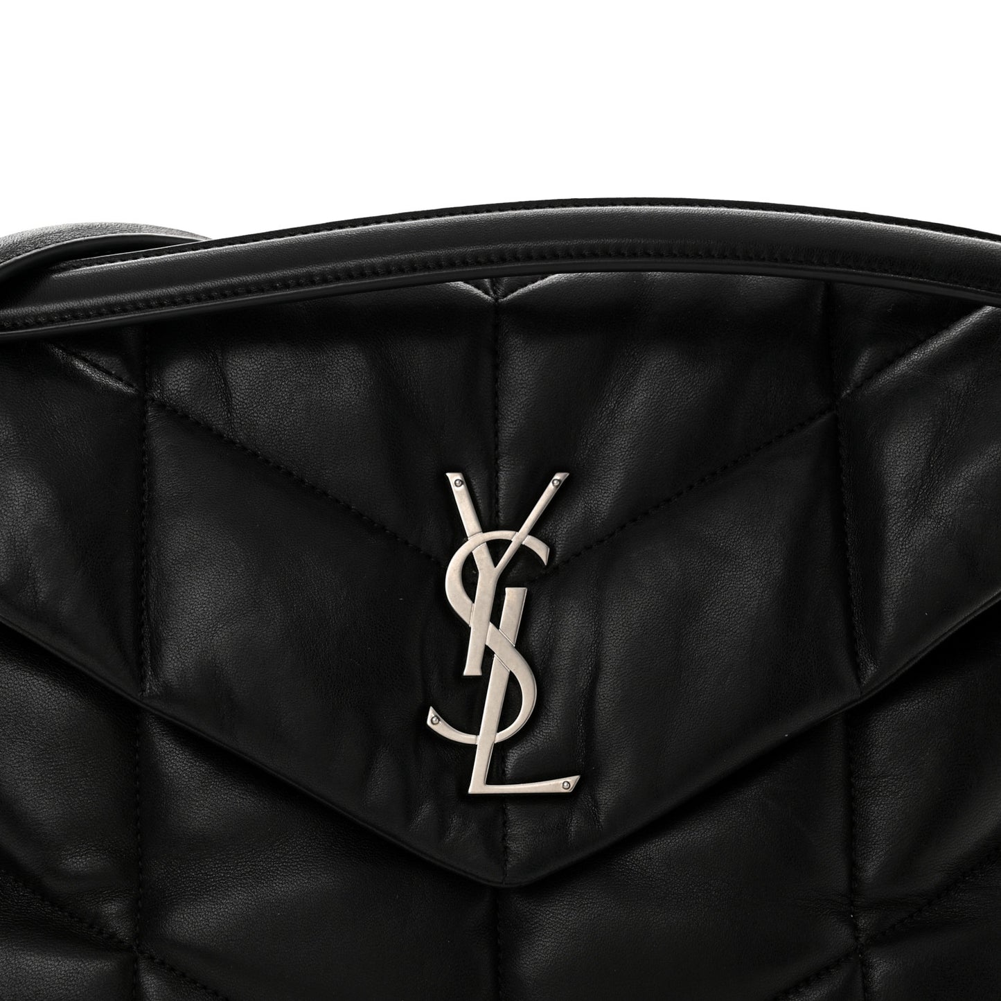 Lambskin Quilted Medium Loulou Puffer Monogram Chain Satchel Black