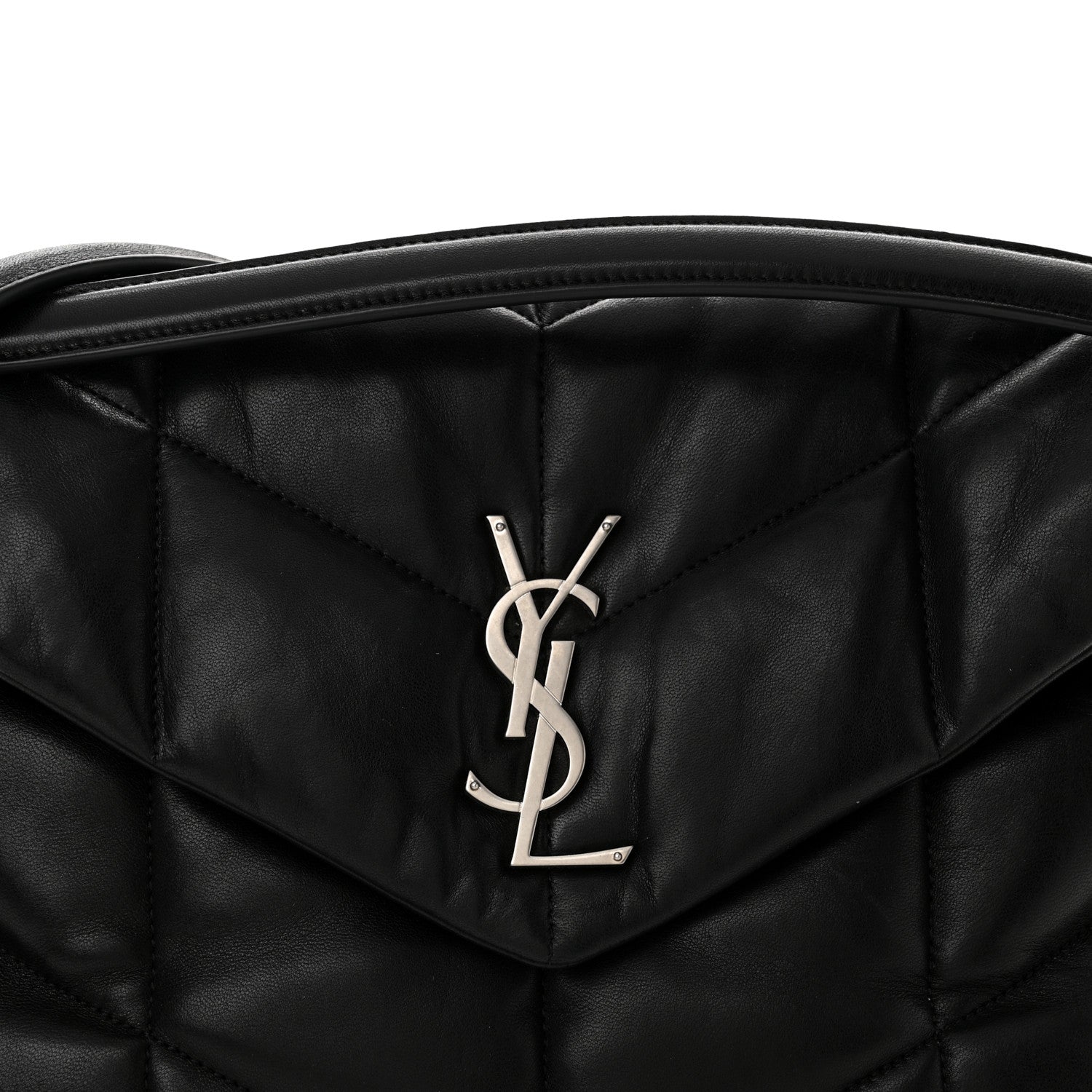 Saint Laurent Lambskin Quilted Medium Loulou Puffer Monogram Chain Satchel Black 8 of 10