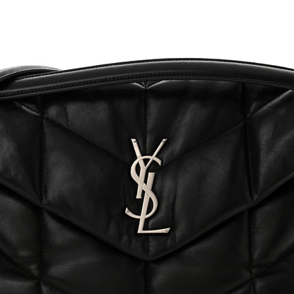 Saint Laurent Lambskin Quilted Medium Loulou Puffer Monogram Chain Satchel Black 8 of 10