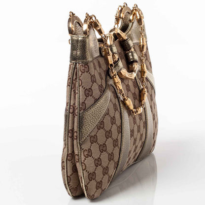 Gucci Monogram Bamboo Chain Shoulder Bag Metallic 5 of 9