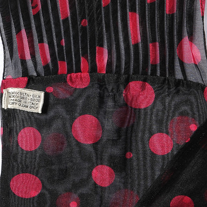 Chanel Silk Pleated Polka Dot Scarf Black 3 of 4