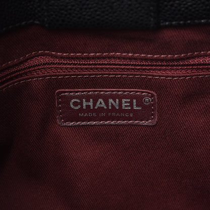 Chanel Canvas Caviar Chevron Shopper Tote Black 6 of 8