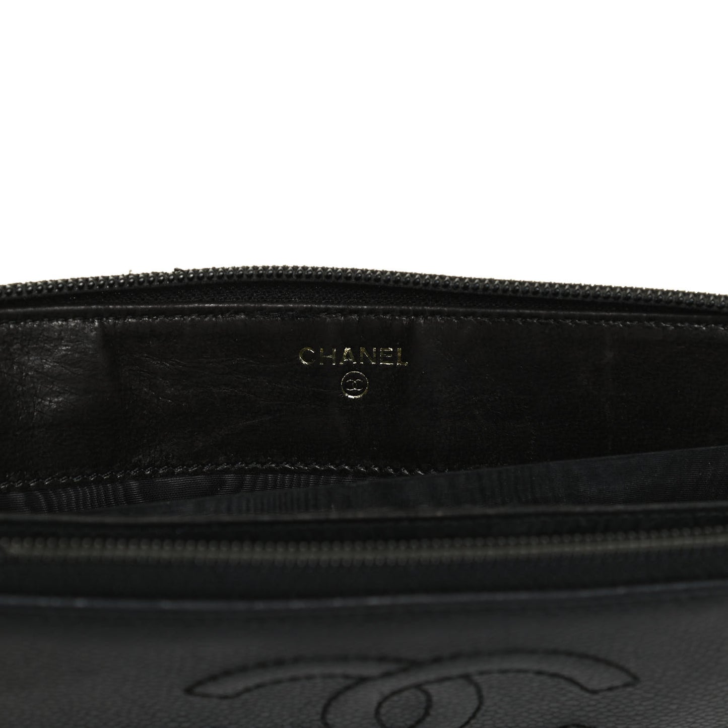 Caviar Large Timeless CC Zip Around Wallet Black