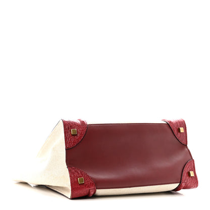 Celine Canvas Crocodile Embossed Bi-Color Mini Luggage Beige Red 4 of 14