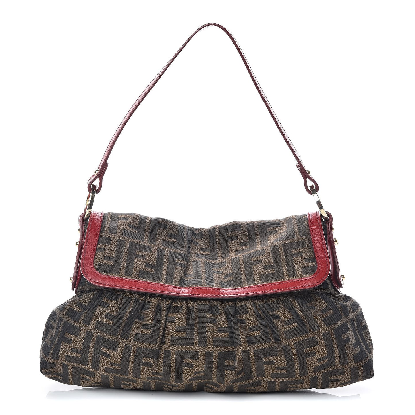 Zucca Cuoio Lucido Small Chef Shoulder Bag Tobacco Rosso Scuro