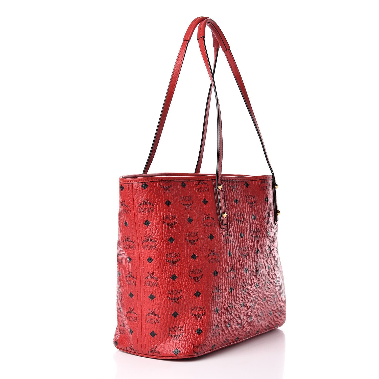MCM Visetos Medium Anya Shopper Tote Ruby Red 4 of 12