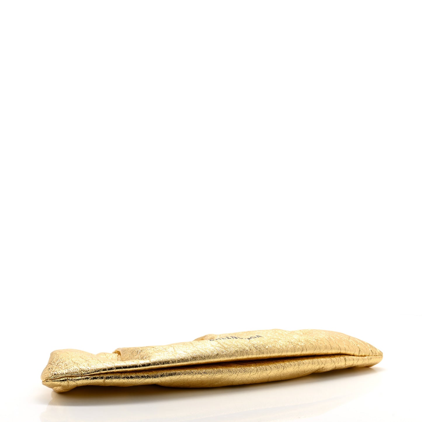 Metallic Textured Calfskin Logo XL Cloud Clutch Gold