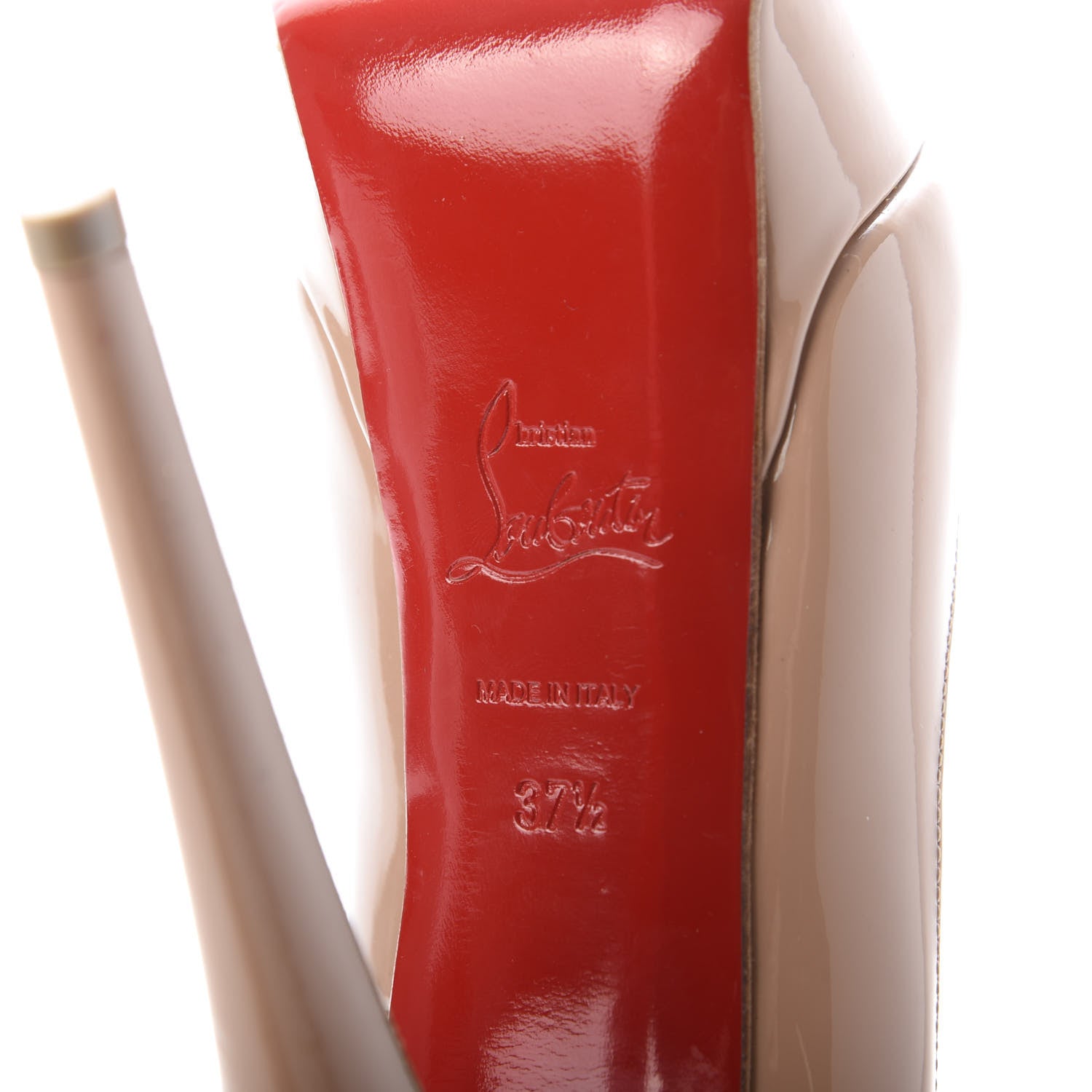 Christian Louboutin Patent Lady Peep 150 Pumps 37.5 Nude 8 of 14