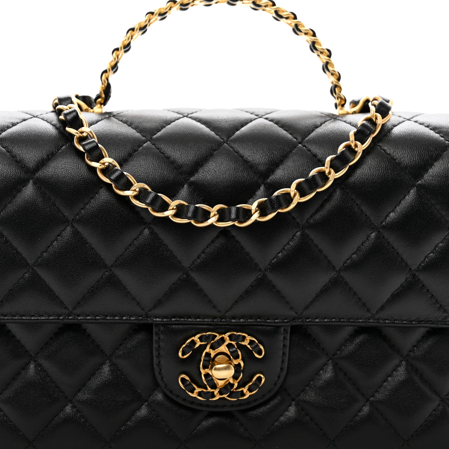Chanel Lambskin Quilted Small Strass On Top Flap Bag Black 5 of 11