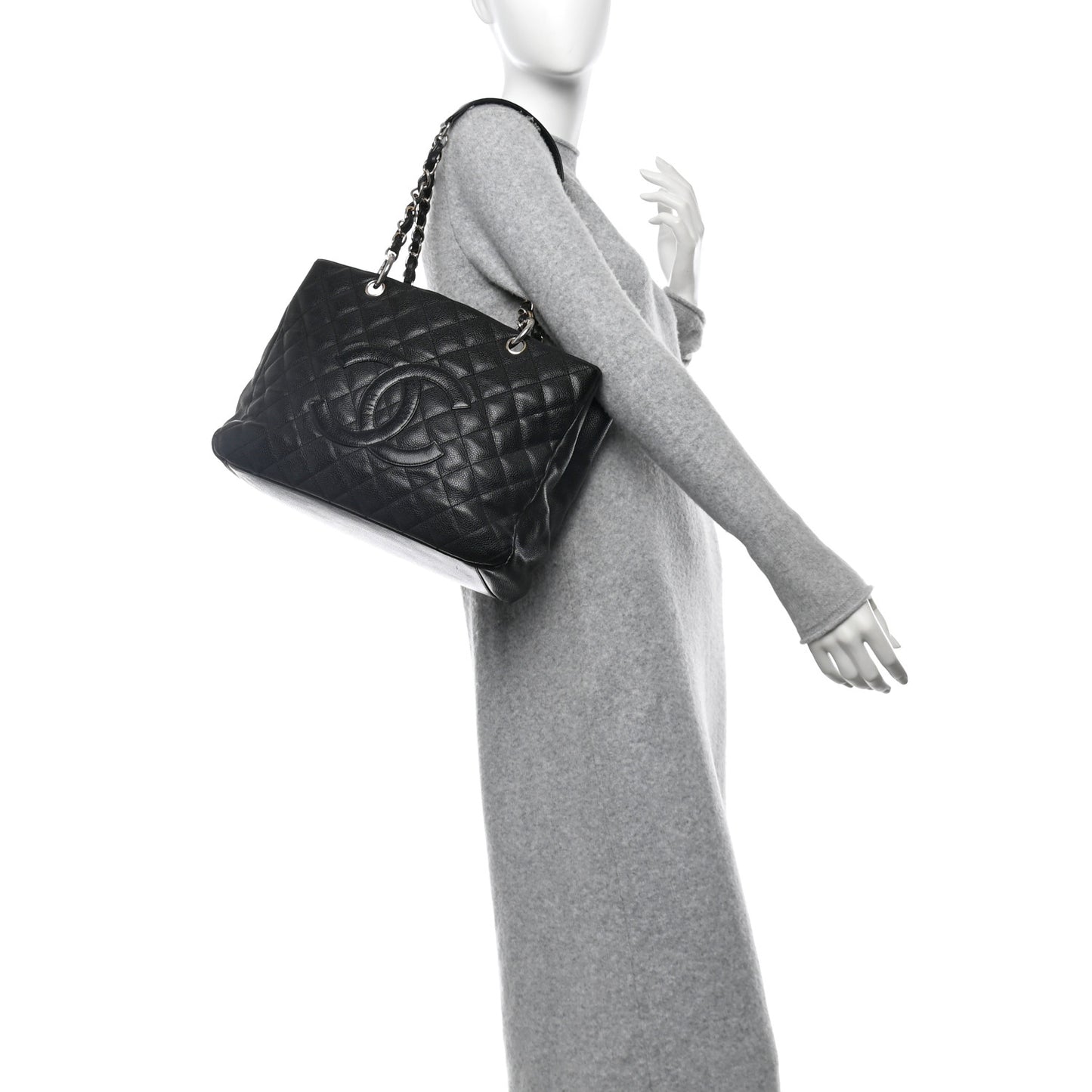 Caviar Quilted Grand Shopping Tote GST Black