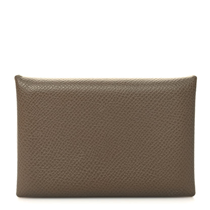Hermes Epsom Calvi Card Case Etoupe 1 of 11