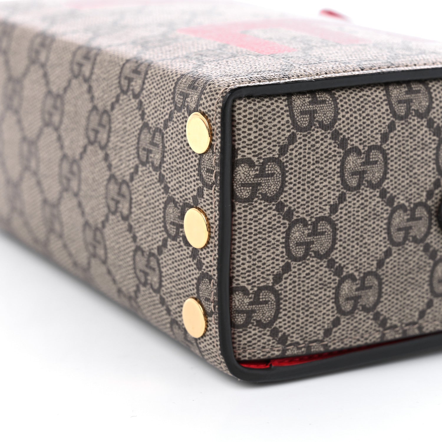 Gucci GG Supreme Monogram Moon Calfskin Love Valentines Day Padlock Case Beige Ebony New Geranium 10 of 13